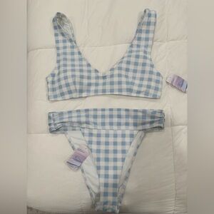 Forever 21 Blue and White Checkered Bikini